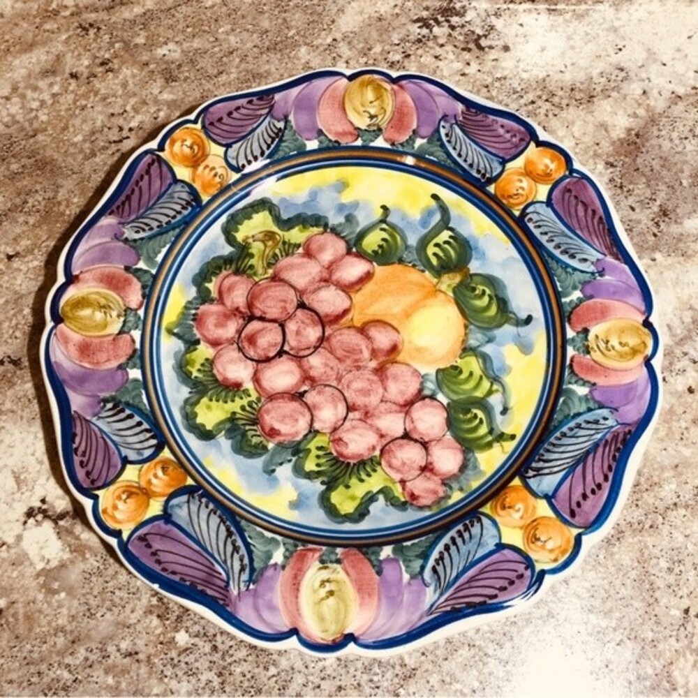 Vintage Skyros Designs Hand Painted Signed 12" Ceramic Decorative Plate - Picture 2 of 10